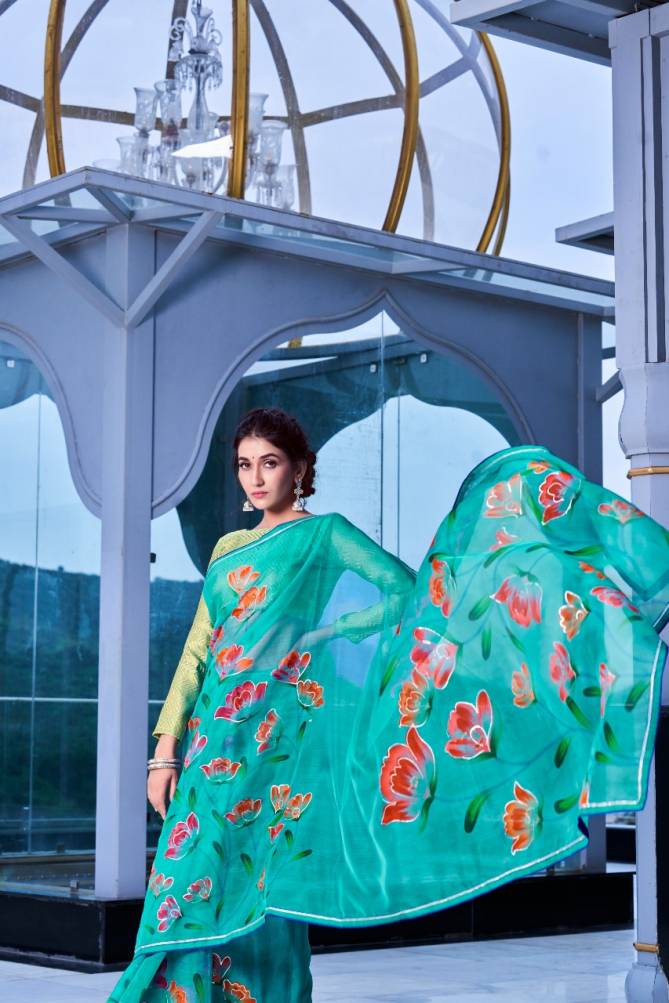 Rajyog Aarohi Organza Party Wear Designer Printed Silk Saree Collection